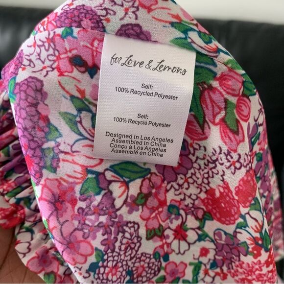 NWT FOR LOVE & LEMONS Floral Mini Skirt Purple Pink Large L - Picture 5 of 6